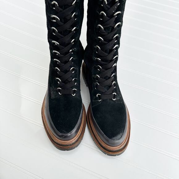 Free People Holden Tennessee Black Suede Over the Knee Lace Up Platform Boots 37 - Picture 4 of 13